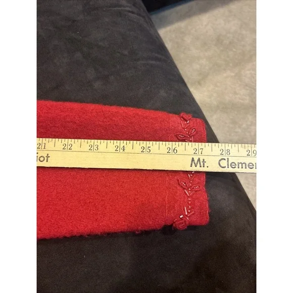 Alexandra Bartlett y2k vtg Red boiled wool cardigan sweater jacket Small Beaded - Picture 15 of 15